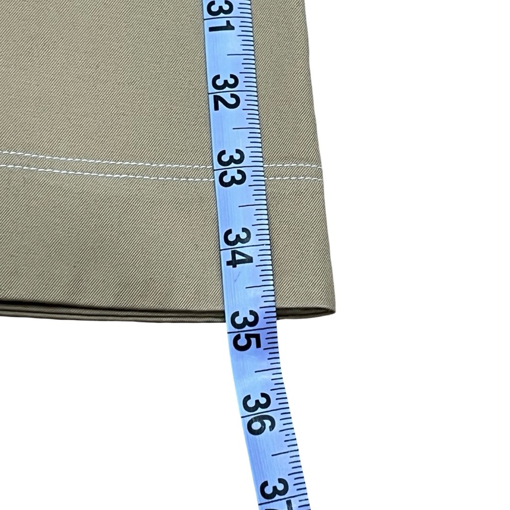 Cotton Khaki Tan A-line Maxi Skirt Elegant White Stitching Old Money Office - Picture 10 of 11